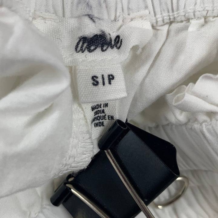 New Aerie Womens Small White Ruffled Elastic Paper Bag Waist Pants w Pockets