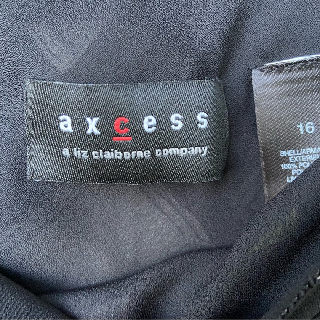 NWT New Axcess Womens Size 16 Black Square Lined Flutter Elastic Waist Skirt