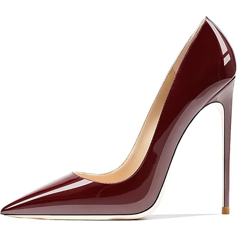 Qunvngutui Womens Size 11 Wine Red 5" High Heel Pointed Toe Stiletto Pumps Shoes