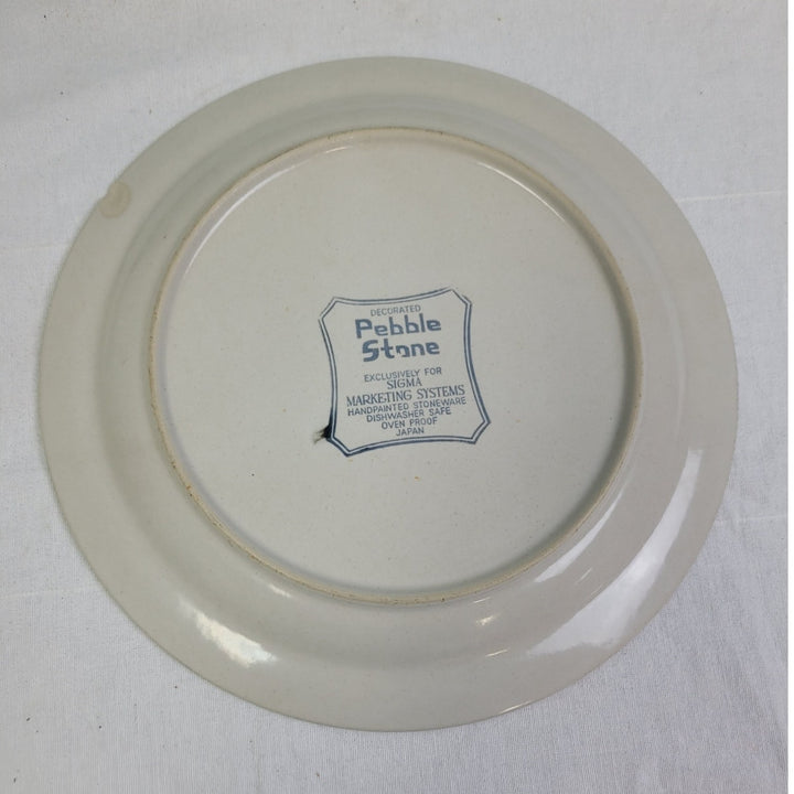 2 Vintage Pebble Stone American Hearthside Floral 10" Dinner Plates w Chip