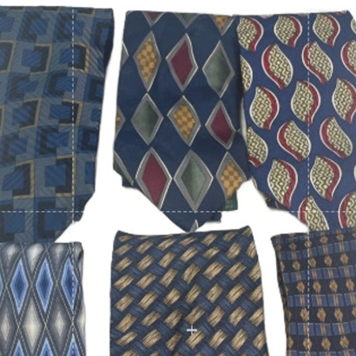 Lot of 6 Blue Brown Navy Geometric Diamond Vintage and Modern Mens Neck Ties