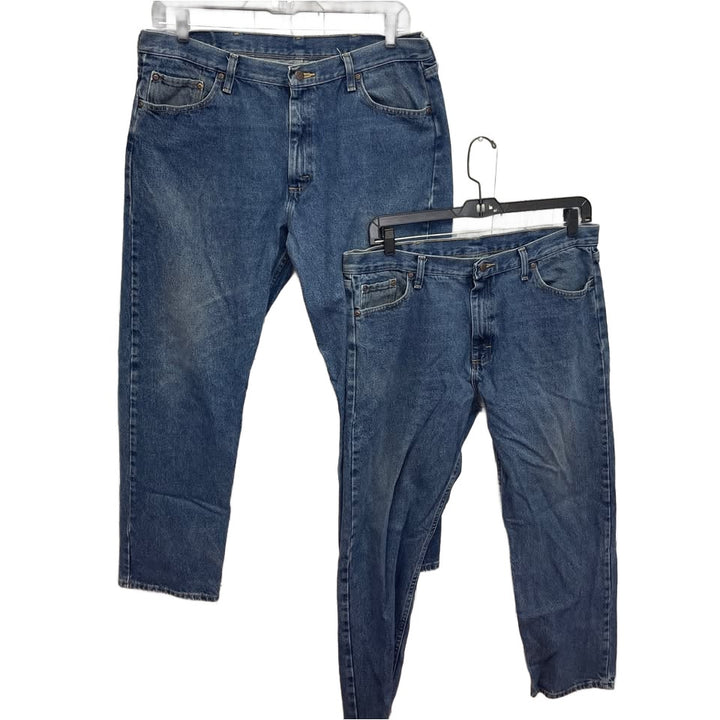 Lot of 2 Wrangler Mens 38 X 32 100% Cotton Medium Wash Denim Blue Jeans
