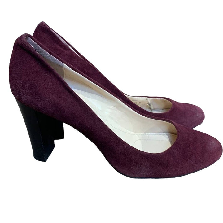 Calvin Klein US 8 Burgundy Red Wine Faux Suede High Heel Pumps Shoes