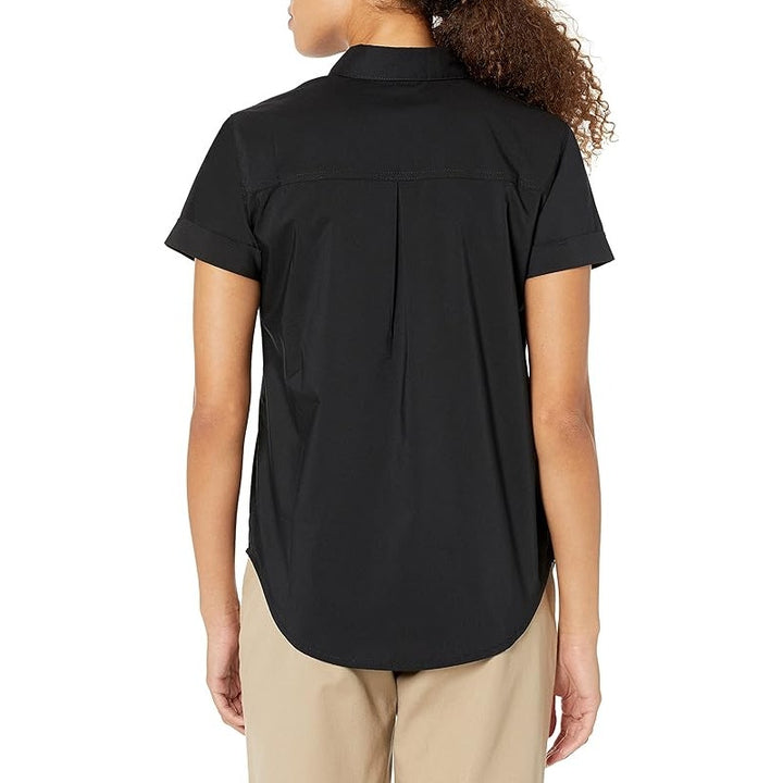 Dickies Womens XL Black Short Sleeve Button Down PolyCotton Collared Work Shirt