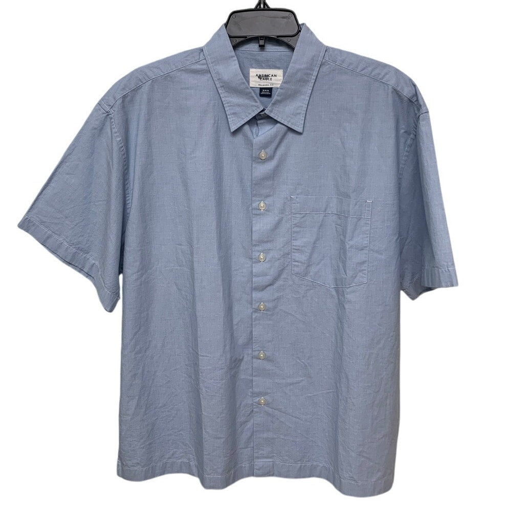 2 New American Eagle Mens Medium Striped Short Sleeve Button Up Collared Shirts