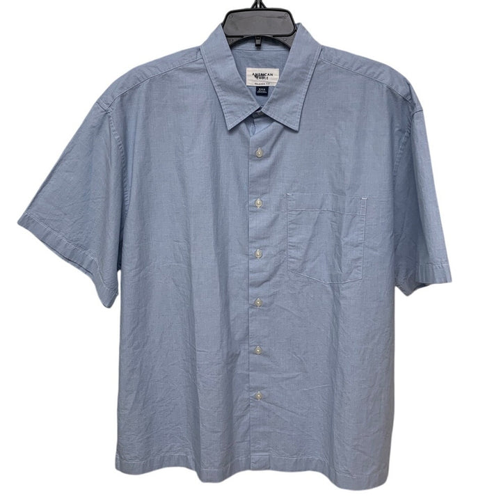 2 New American Eagle Mens Medium Striped Short Sleeve Button Up Collared Shirts