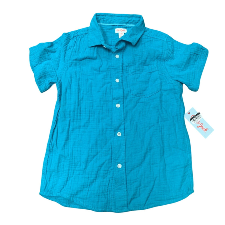 2 New Cat &amp; Jack Boys Medium (8) Short Sleeve 100% Cotton Button Up Shirts