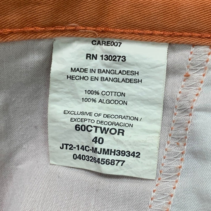 Wrangler Mens Size 40 Orange 100% Cotton Long Bermuda Cargo Shorts w Pockets