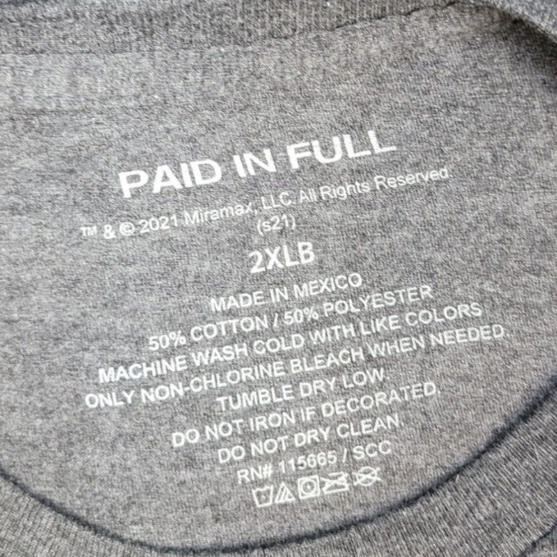 Paid In Full Film Mens 2XLB PolyCotton Short Sleeve Crew Neck Tee Shirt