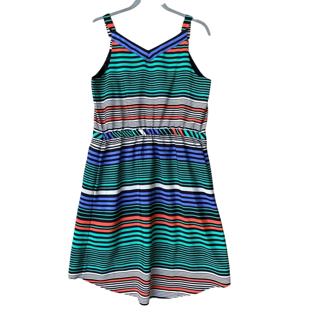 New Merona Womens Medium Striped Drawstring Waist Sleeveless Lined Dress