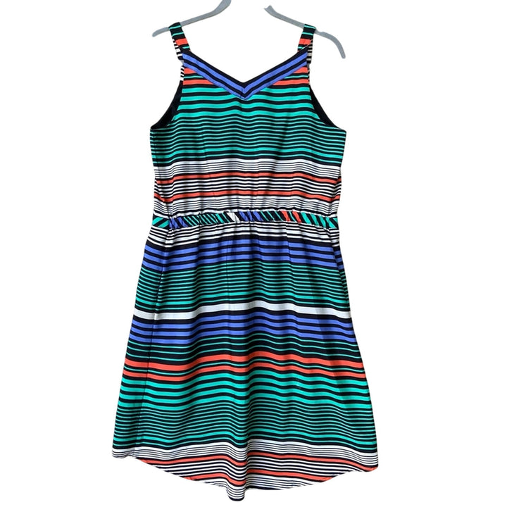 New Merona Womens Medium Striped Drawstring Waist Sleeveless Lined Dress