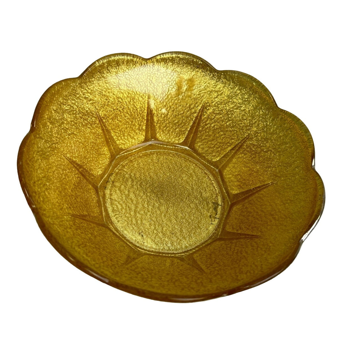 Vintage Large Gold Silver Painted  8" Flower Petal Round Glass Serving Bowl