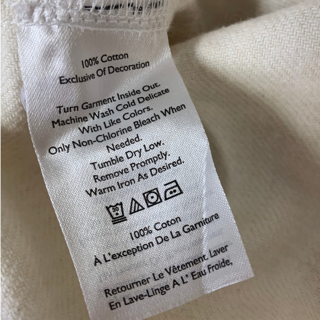 New Eddie Bauer Womens Ivory 100% Cotton Flannel Ballard Flap Pocket LS Shirt
