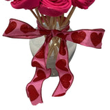 Handmade Upcycled Tee Shirt Valentine's Day Dozen Roses Bouquet in Glass Vase