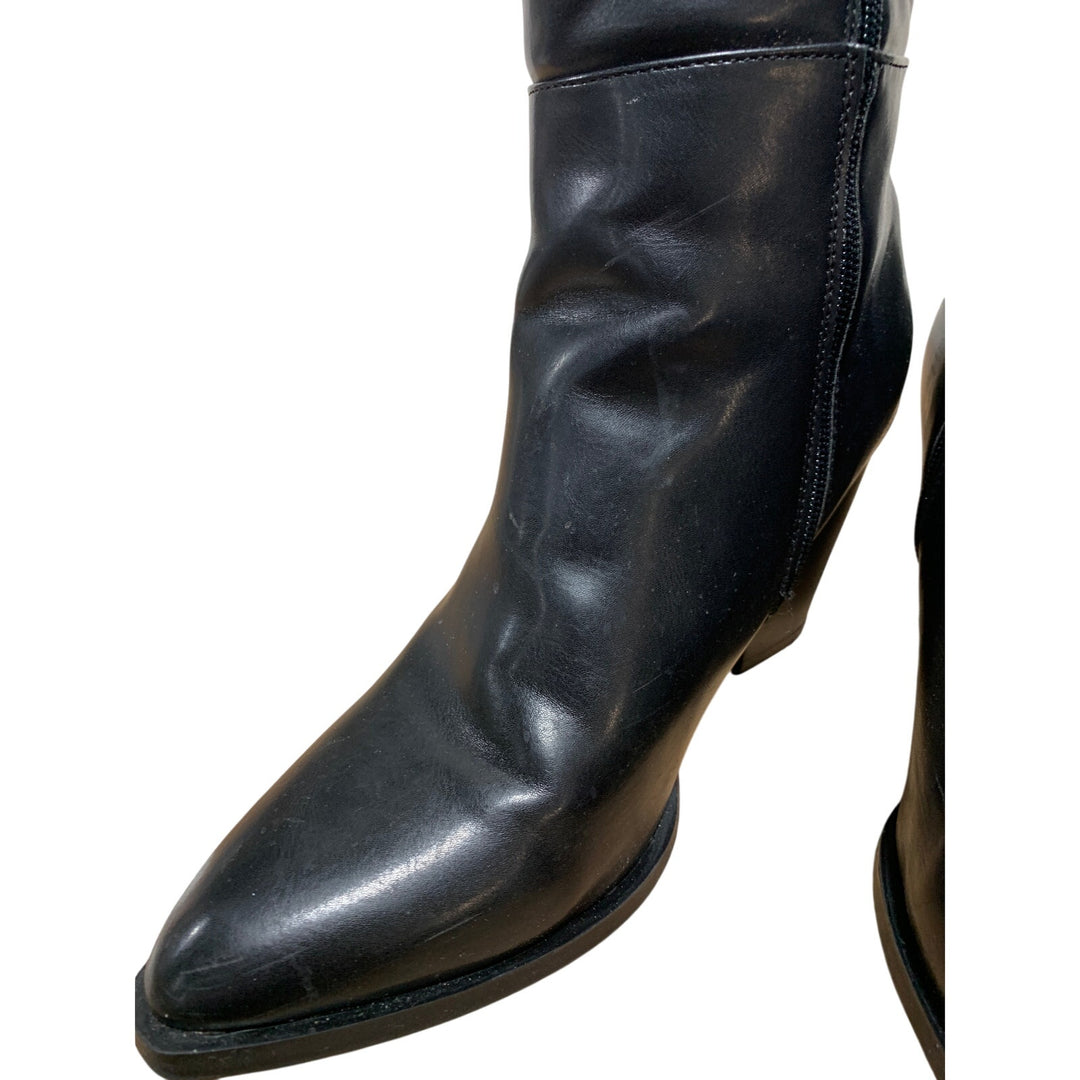 Vepose Womens Size 9 Black 3.5" Heel Knee High Boots Closed Pointed Toe Shoes