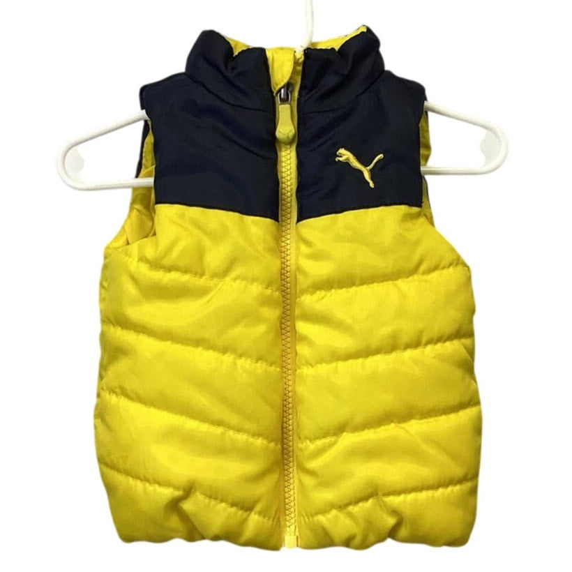 Puma Baby Boys 12 Month Bright Yellow Sleeveless Full Zip Puffer Jacket Vest