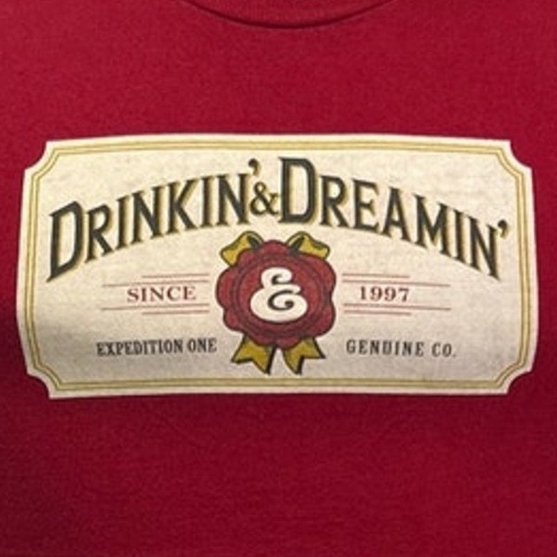 Expedition One Mens Small Drinkin &amp; Dreamin 100% Cotton Short Sleeve Tee Shirt
