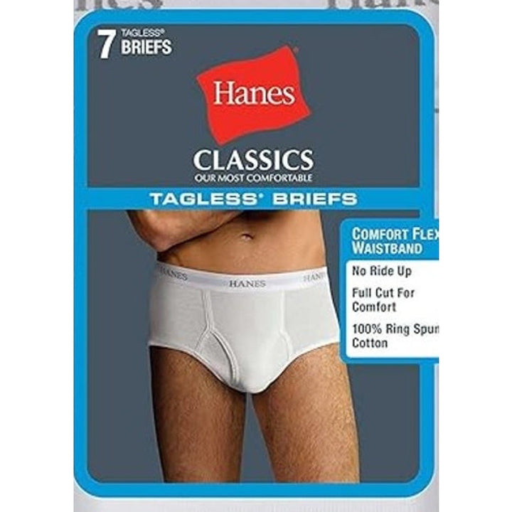 New 7-Pack Hanes Mens XL White 100% Cotton Tagless Classic Underwear Briefs