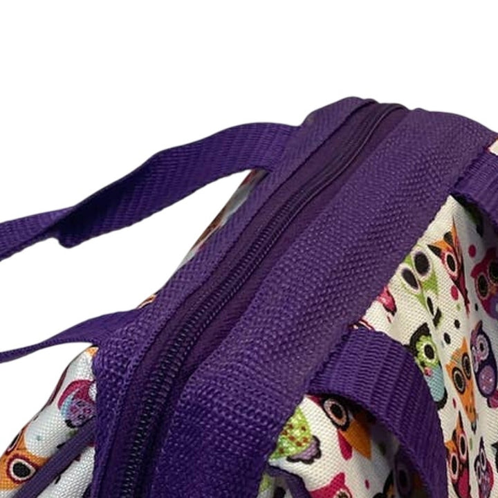 Fit &amp; Fresh Zip Top Owl Bird Print Double Handle Thermal Lunch Bag Tote