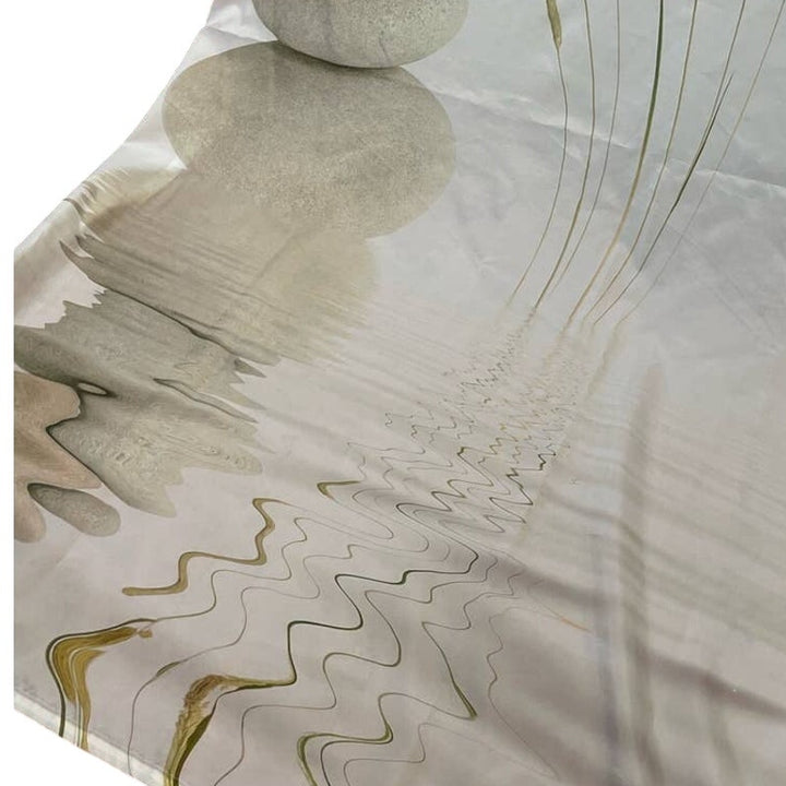 Zen Polished Stones Wheatgrass Pond Water Standard Fabric Shower Curtain