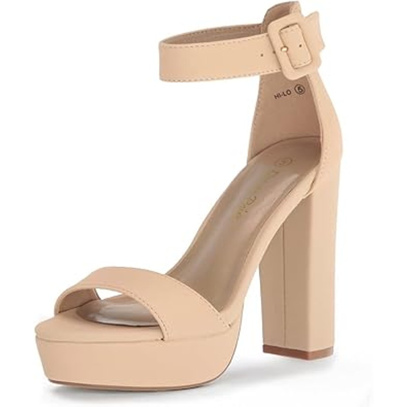 Dream Pairs Womens Size 8 Nude Tan 5" Platform Heel Ankle Strap Open Toe Shoes