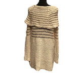 Umgee USA Small Off Shoulder Striped PolyCotton Loose Weave Striped Sweater