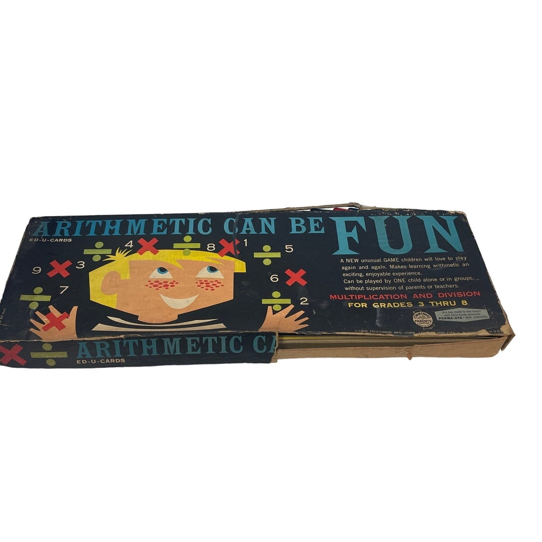 Vintage 1959 Edu Cards Arithmetic Can Be Fun 3-8th Grade Multiplication Game