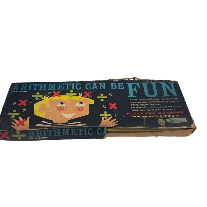 Vintage 1959 Edu Cards Arithmetic Can Be Fun 3-8th Grade Multiplication Game