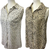 2 Merona Medium H&M Sleeveless Polyester Blend Polka Dot Button Up Tank Tops