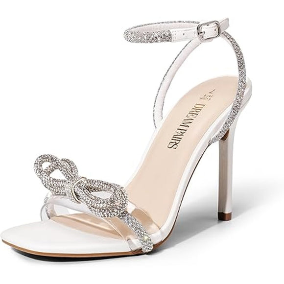 Dream Pairs Womens Size 9 SIlver Sparkle Bow Clear Strap 4