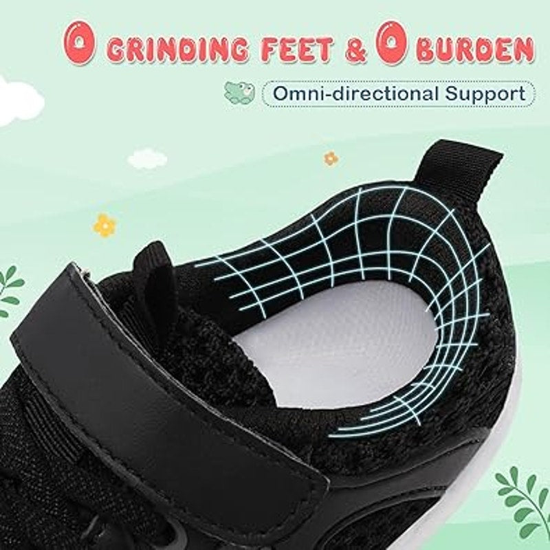 Jiasuqi Toddler Girls Size 8 Black Hook Loop Slide On Mesh Heart Sneaker Shoes