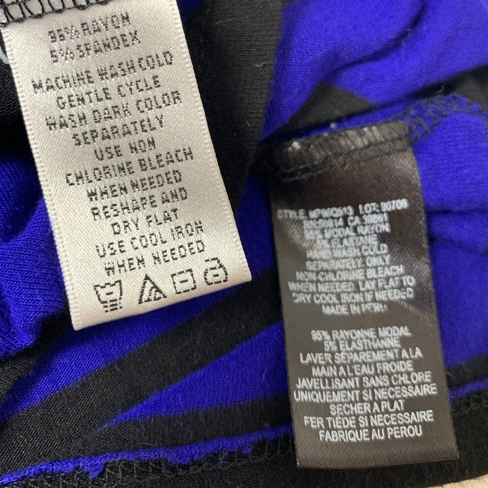 Lot of 2 August Silk Tahari Womens Small Black Blue Striped Cold Shoulder Tops