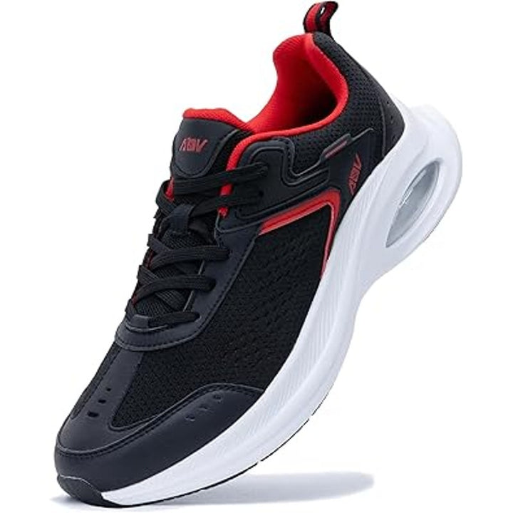 AOV Beasur Mens 10 Black Red Walking Athletic Plantar Fasciitis Relief Shoes
