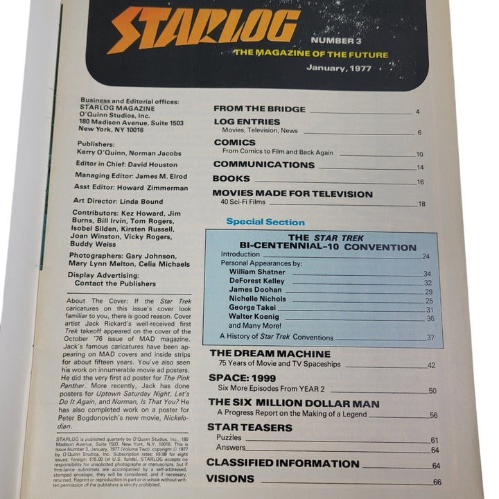Vintage January 1977 Starlog The Magazine of the Future 