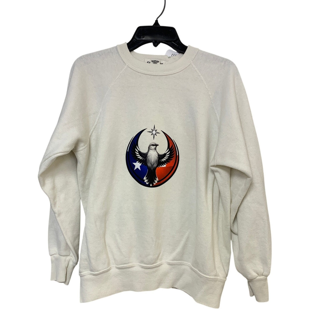 Upcycled Hand Printed Mens Large Texas Rebel Alliance Bird Anti-Ice Sweatshirt