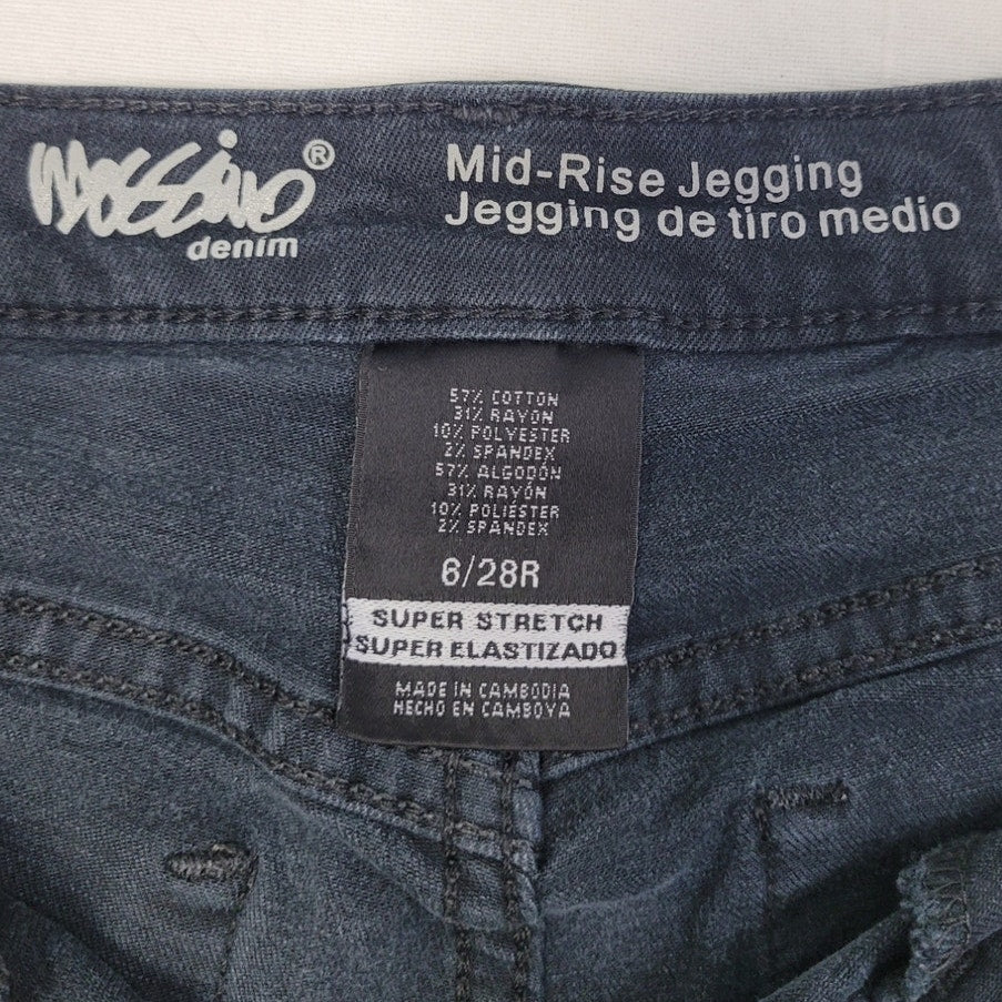 Mossimo Denim Womens 6 Cotton Blend Mid Rise Faux Pockets Super Stretch Jeggings