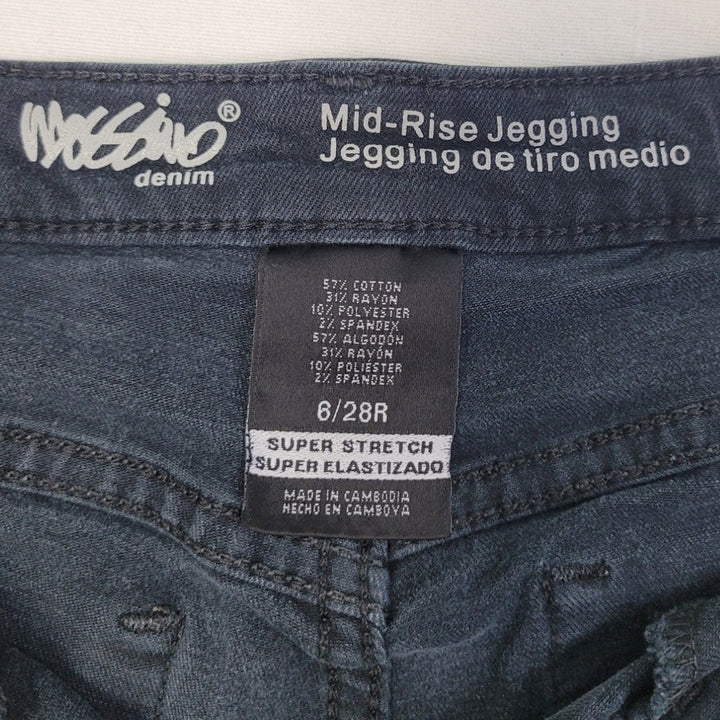 Mossimo Denim Womens 6 Cotton Blend Mid Rise Faux Pockets Super Stretch Jeggings