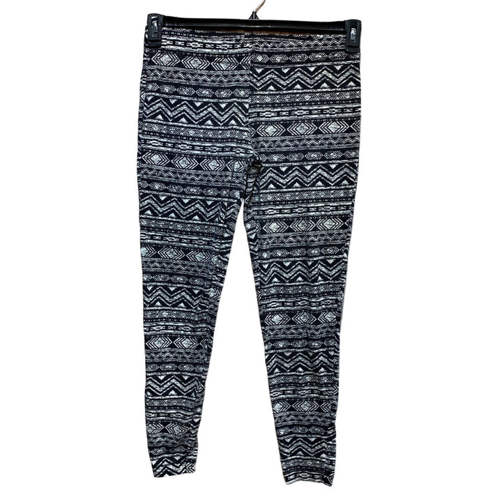 Maurices Women Large Cotton Spandex Blend Black White Aztec Lightweight Leggings