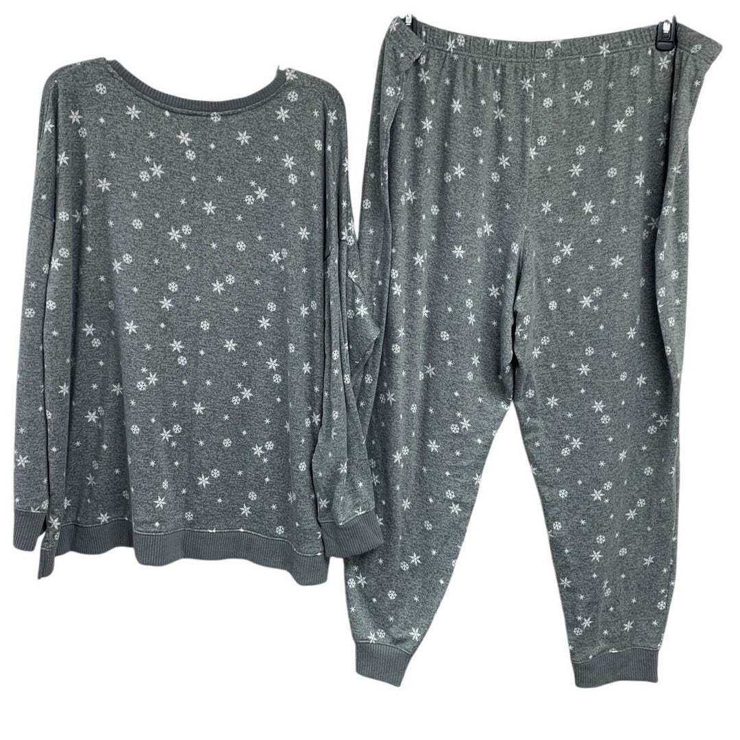 Secret Treasures Womens 3X Merry &amp; Bright Bear Snow Flake Long Sleeve Pajama Set