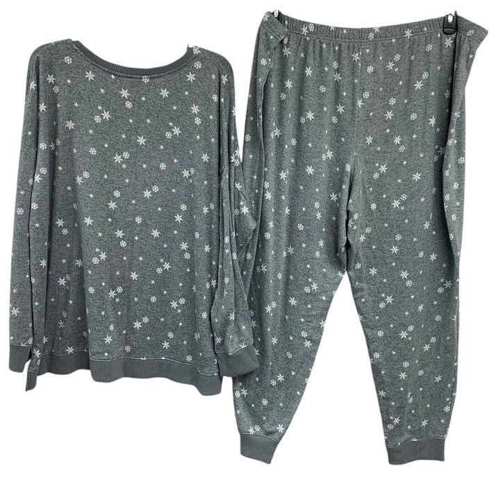 Secret Treasures Womens 3X Merry &amp; Bright Bear Snow Flake Long Sleeve Pajama Set