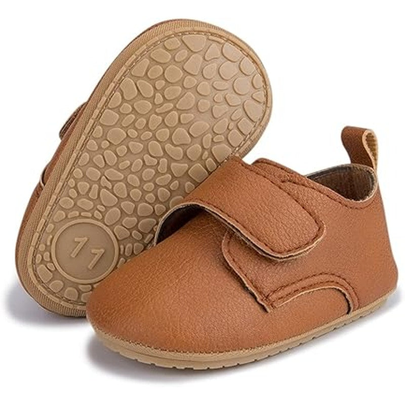 HsdsBebe Baby Boys 12-18 Months Brown Sneakers Hook &amp; Loop Closure Oxford Shoes