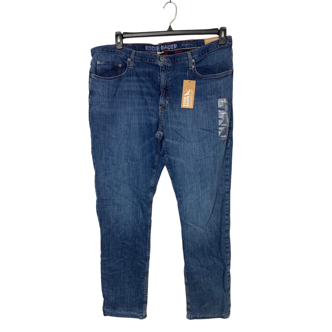 New Eddie Bauer Mens Dark Meridian H2Low Flex Flannel Lined Straight Leg Jeans
