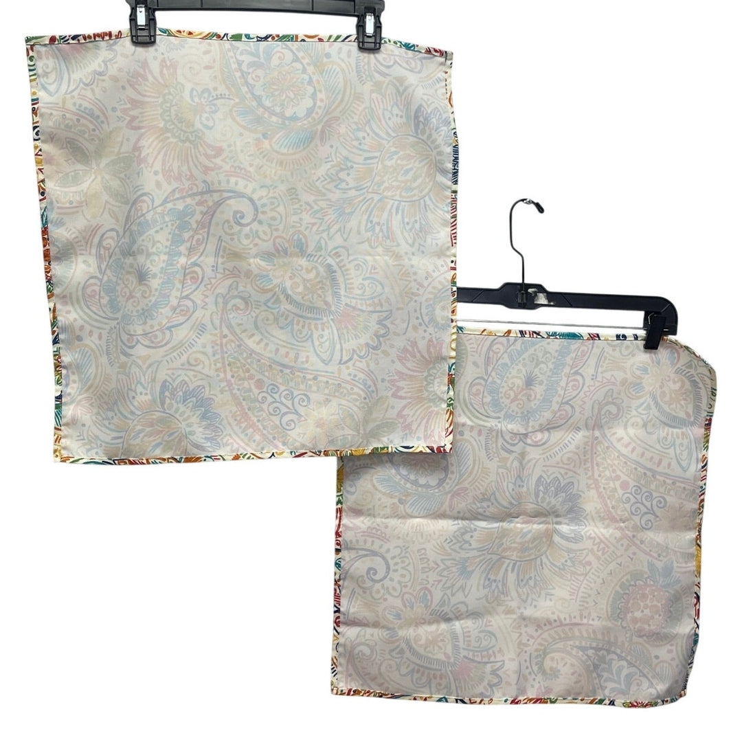 Set of 2 Floral Paisley White Blue Red Cloth Dinner Napkins Table Decor
