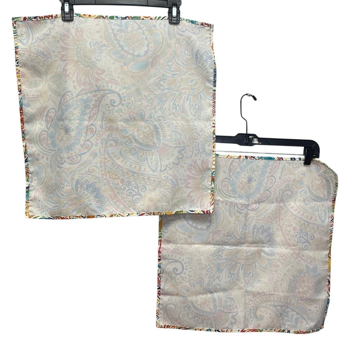 Set of 2 Floral Paisley White Blue Red Cloth Dinner Napkins Table Decor