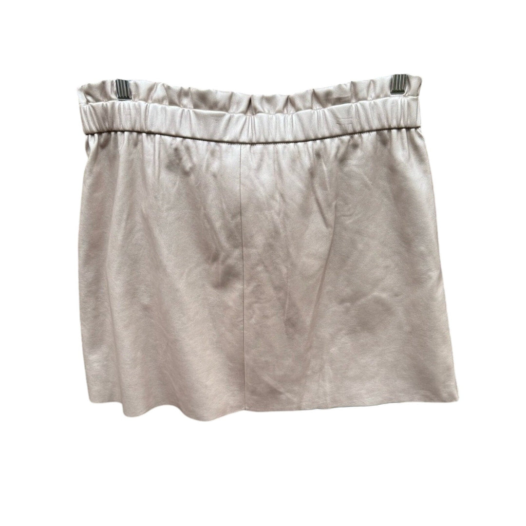 NWT New Marc New York Womens Large Rough Edge Silver Metallic Mini Skirt w Belt