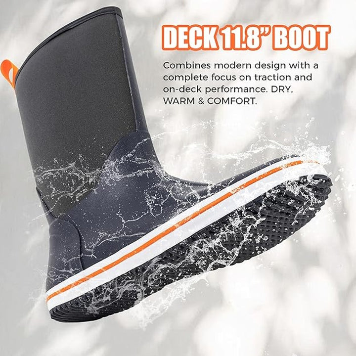 Ubon Mens Size 12 Navy Blue Pull On Waterproof Fishing NonSlip Rubber Rain Boots