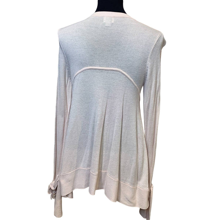 A New Day Medium Very Pale Pink Long Sleeve Open Bow Bell Sleeve Flowy Sweater