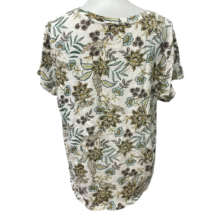 Old Navy Womens Medium Floral Short Sleeve Crew Neck Cotton Blend Tee Shirt