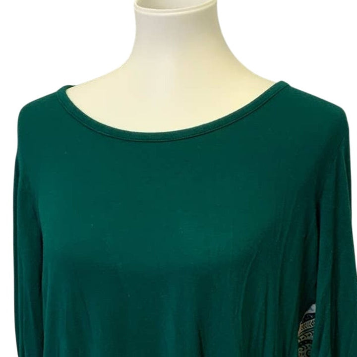 Market &amp; Spruce Medium Ruched Tab Sleeve Boho Print Hi Low Long Blouse Top