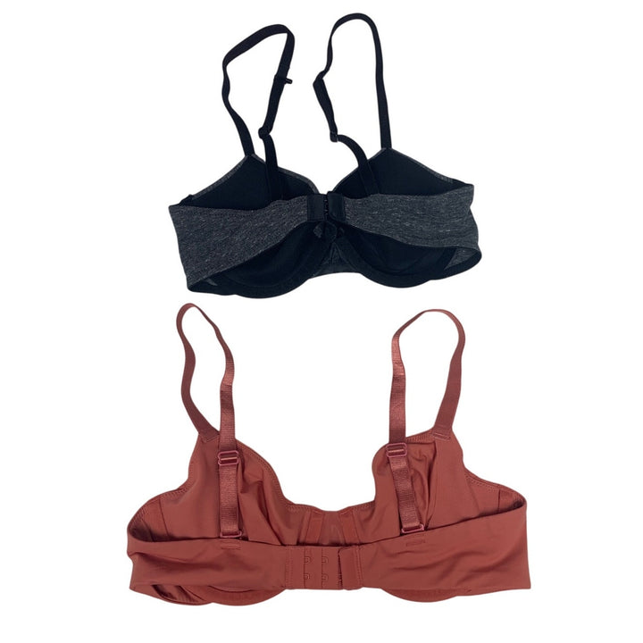 2 New Auden Womens 32B Gray Terricotta Adjustable Straps Underwire Bras